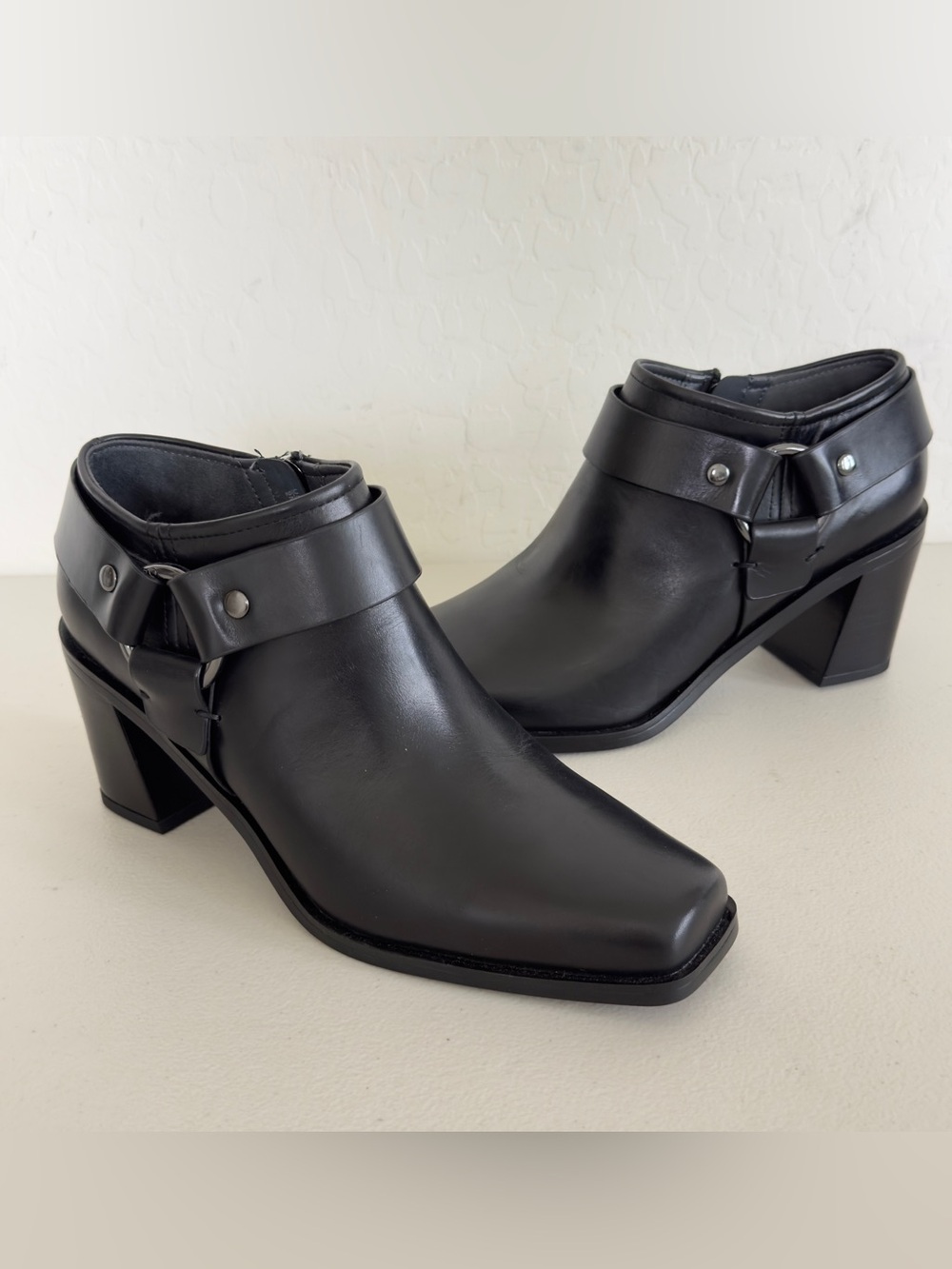 NEW Franco Sarto Imogen Moto Black Leather Harness Bootie 9